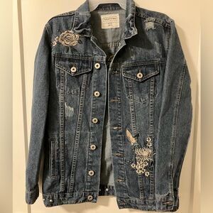 Denim Jacket with Floral Details